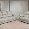 KUKA HOME Italian Leather Recliner Sofa in Grey - Premium Living Room Furniture