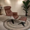 KUKA HOME DSQ A938 accent chair with ottoman in Italian leather | HomeSoul Theyyampattil