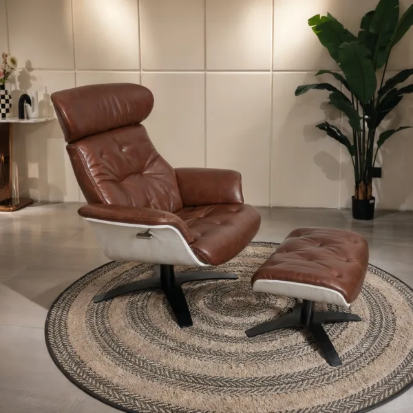 KUKA HOME DSQ A938 accent chair with ottoman in Italian leather | HomeSoul Theyyampattil