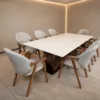 Luxury Imported Natural Onyx Top Dining Table with Upholstered Chairs | HomeSoul Theyyampattil