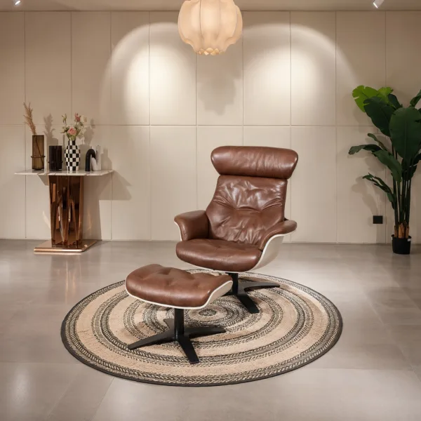KUKA HOME DSQ A938 accent chair with ottoman in Italian leather | HomeSoul Theyyampattil