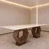 Luxury Onyx Top Dining Table with Stainless Steel Base | HomeSoul Theyyampattil