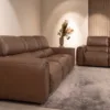 KUKA HOME Brown Italian Leather Recliner Sofa Set 2+3 | HomeSoul Theyyampattil