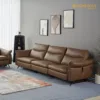 KUKA premium leather motorized recliner sofa in brown