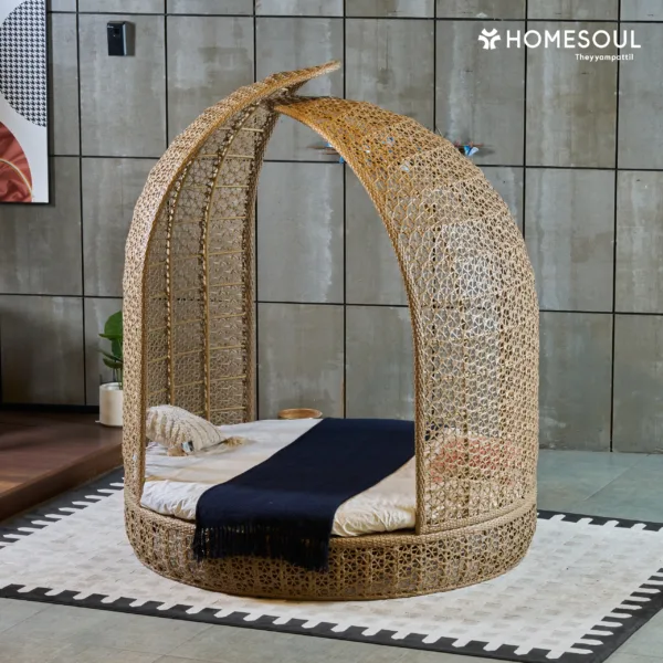 LOOM CRAFT premium outdoor day bed with aluminium frame and wicker | HomeSoul Theyyampattil