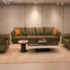 KUKA HOME Italian Napa Leather Sofa Set with Golden Metal Legs | HomeSoul Theyyampattil