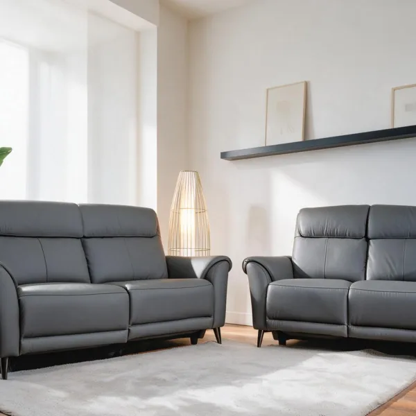 Recliner Sofa 3 with 1.5 mm half leather upholstery