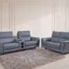 Recliner sofa 3+2 in premium leather with soft foam and feather filling